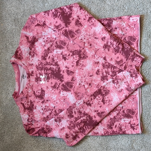 Under Armour Tops - Under Armour pink Rival tie dye crewneck sweatshirt size large